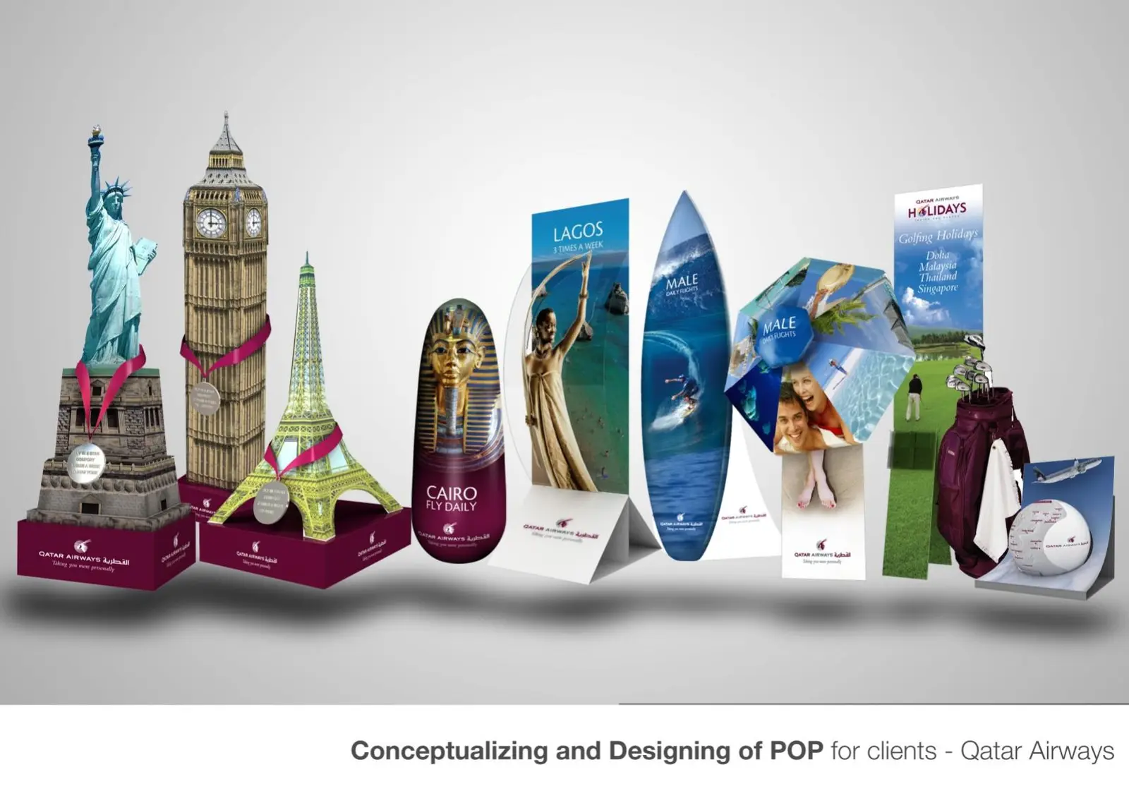 Early-career campaign collateral for BIG Cinemas and Qatar Airways