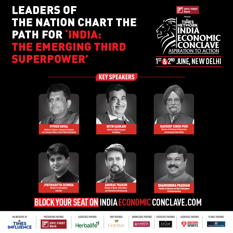 India Economic Conclave speaker banner featuring Union Ministers