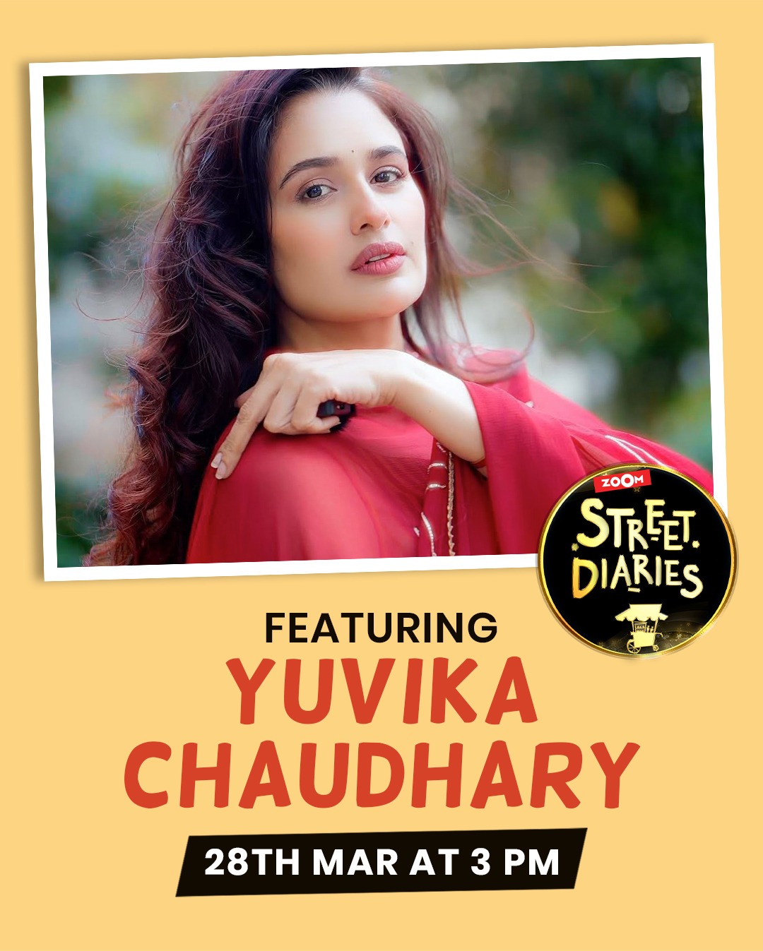 Zoom Street Diaries promo template featuring Yuvika Chaudhary